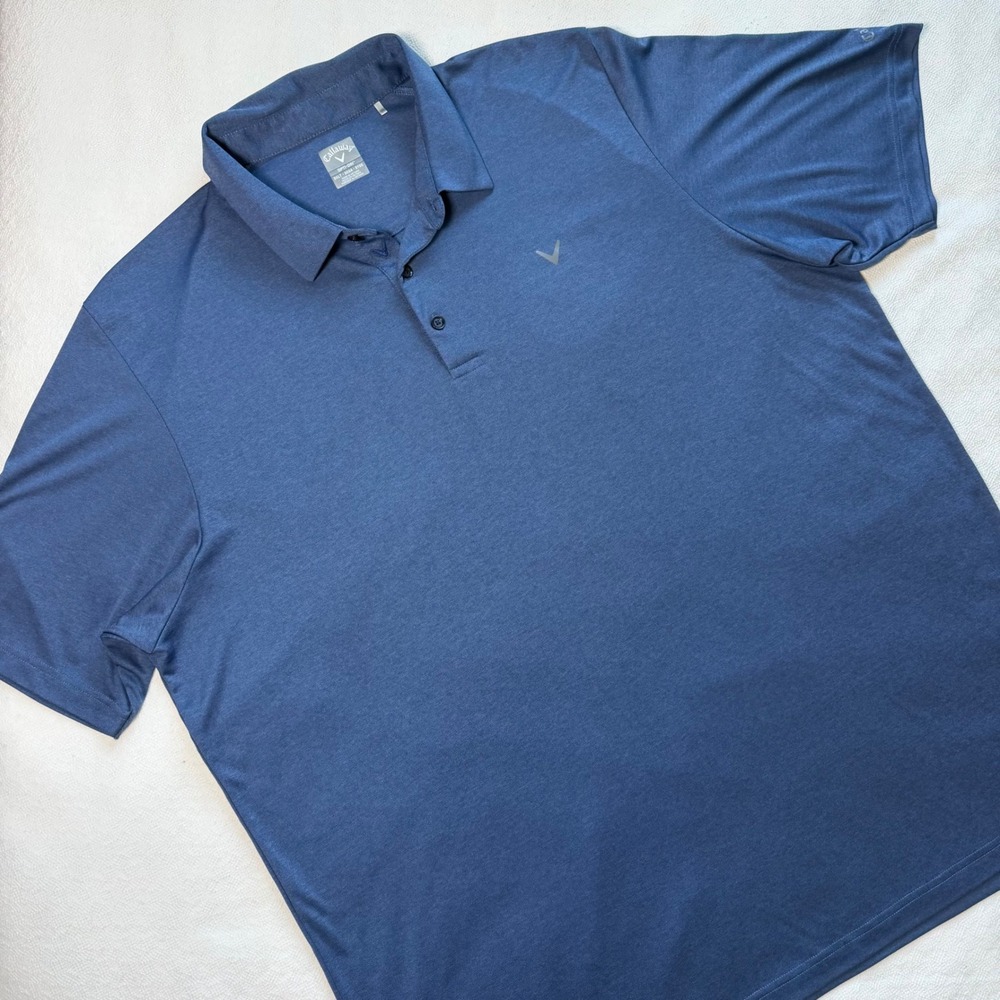 Callaway Mens 3XLT Opti-Dri Swing Tech Blue Heathered Golf Polo Shirt SS